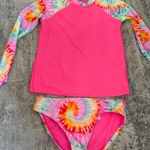 Wonder Nation Pink Tie-Dye Rashguard Set